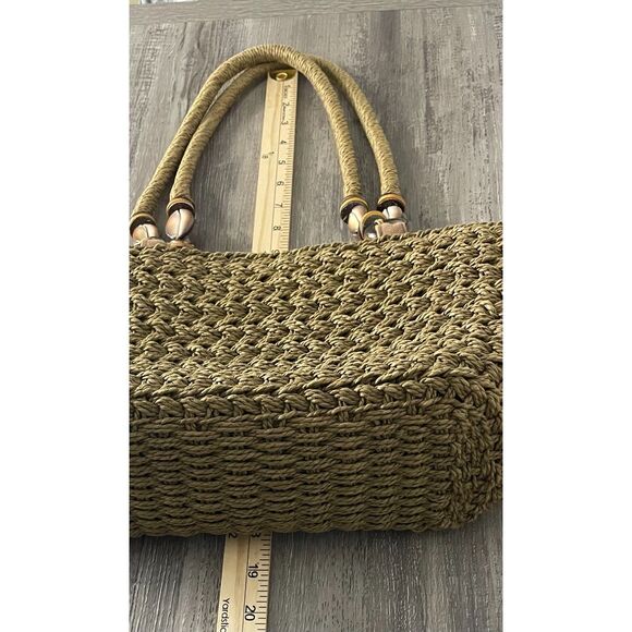 Cappelli Straworld Shell Handle Woven Straw Shoulder Bag Boho Beach Tote - Picture 4 of 6